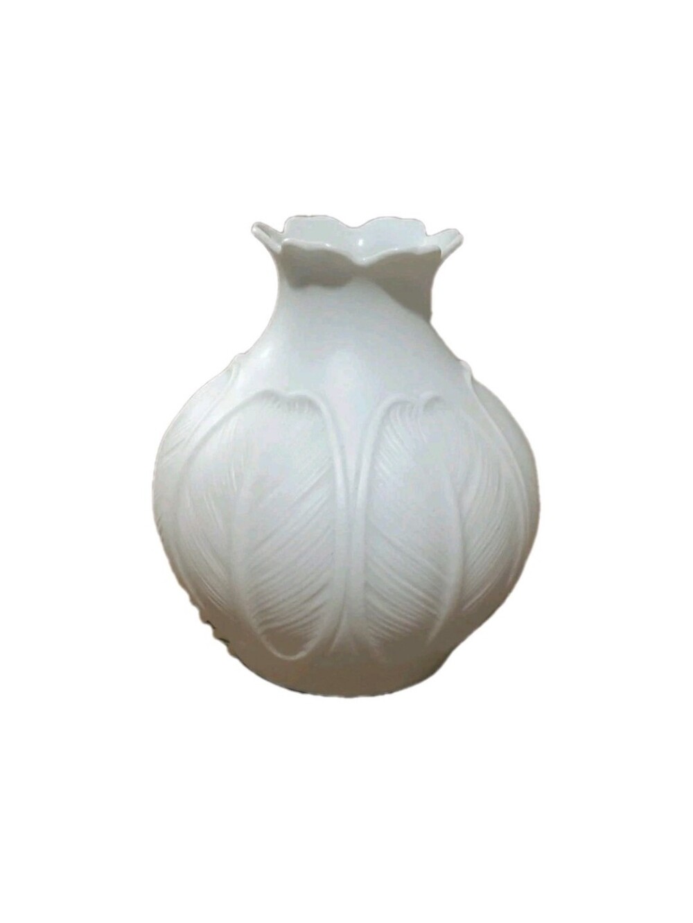 Vtg Hutschenreuther Germany Leaf Vase Achtziger Bisque Matte Porcelain 5.5"